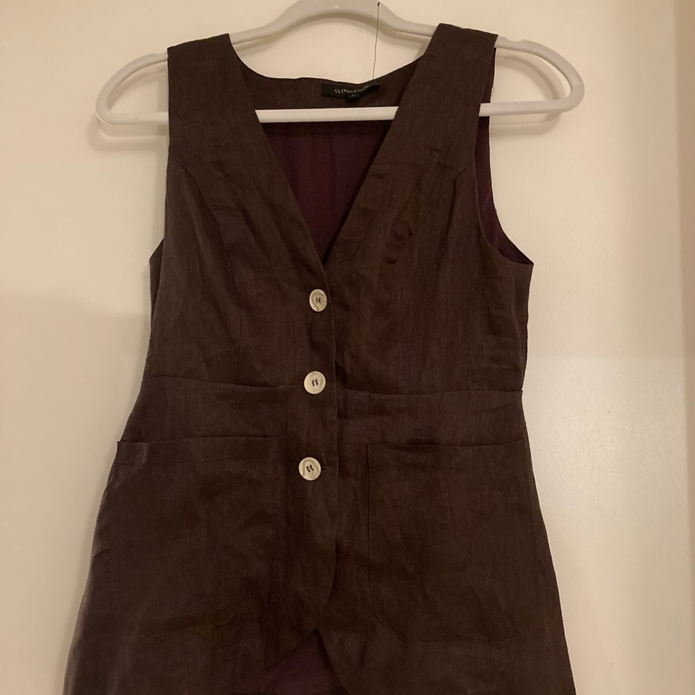Chocolate Brown linen vest top